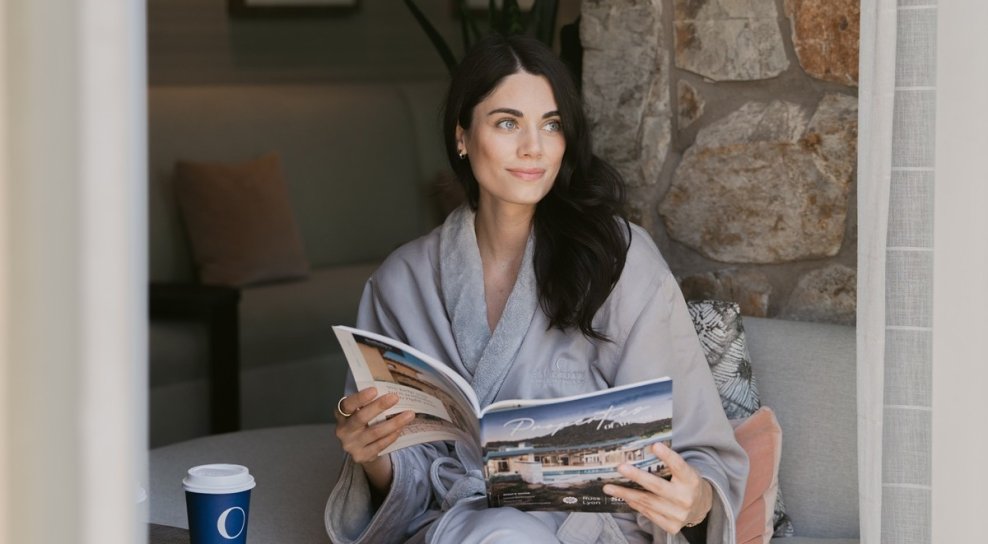 Woman in spa lounge