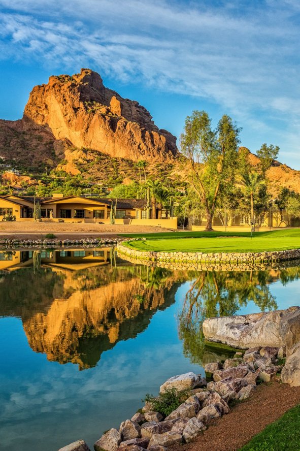 Mountain Shadows Golf Course at sunrise.