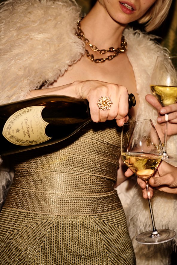 Woman pouring champagne