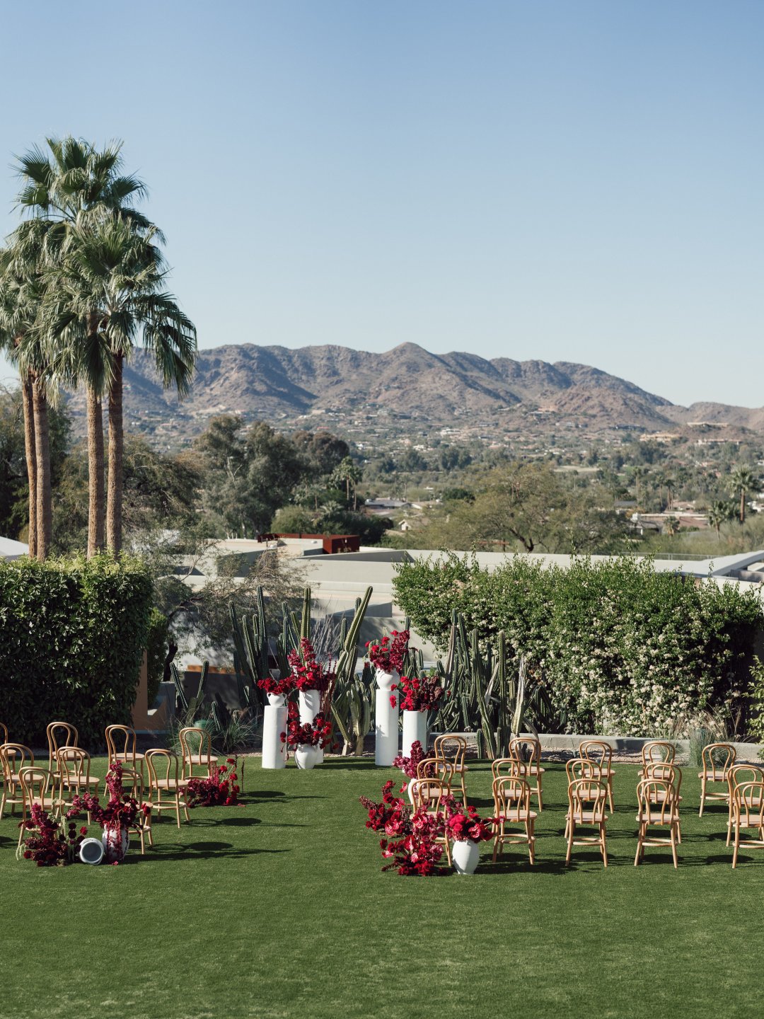 Wedding lawn with mountain views