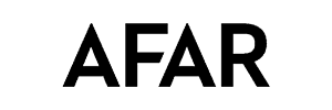 Stylized black logo with letters "AFAR."