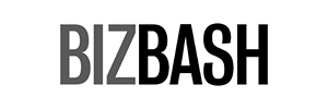 "BIZBASH" logo in bold black lettering on a white background.