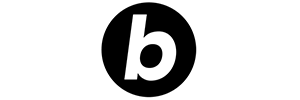 Logo with an overlapping "b" in a stylized black font.