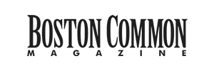 "Boston Common Magazine" logo in black serif text.