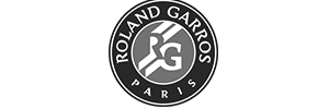 Roland Garros Paris logo in black and white.